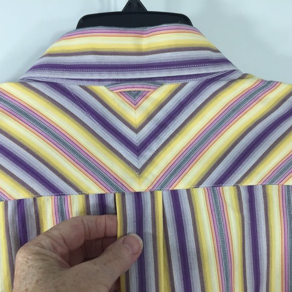 Tommy Hilfiger XL Button Down Shirt Yellow Striped - Picture 9 of 11